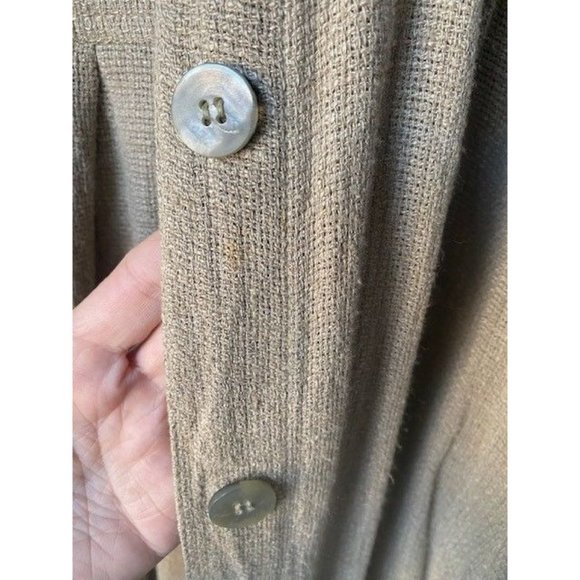 Lizsport Tan Long Length Oversized Button Down Linen Blend Long Sleeve - Size M - Picture 2 of 6